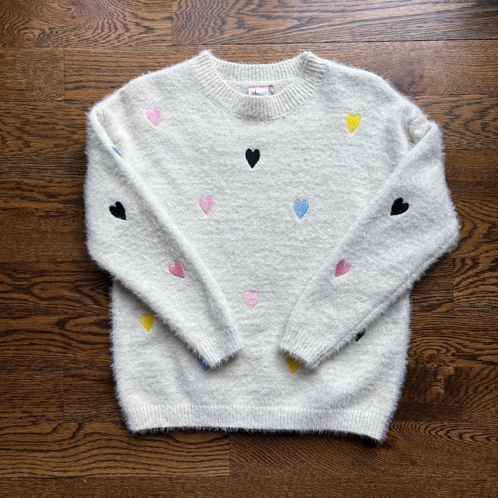 For All Seasons by Paper Crane Fuzzy Heart Sweater Small